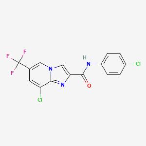 molecular formula C15H8Cl2F3N3O B15526013 8-chloro-N-(4-chlorophenyl)-6-(trifluoromethyl)imidazo[1,2-a]pyridine-2-carboxamide 