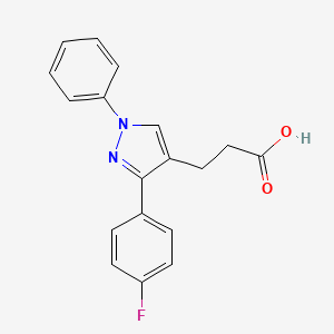 molecular formula C18H15FN2O2 B15526748 3-(3-(4-Fluorophenyl)-1-phenyl-1H-pyrazol-4-yl)propanoic acid 