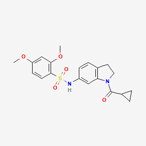 molecular formula C20H22N2O5S B15527128 N-(1-(cyclopropanecarbonyl)indolin-6-yl)-2,4-dimethoxybenzenesulfonamide 