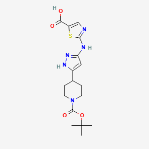 molecular formula C17H23N5O4S B15527167 2-[(5-{1-Boc-piperidin-4-yl}-1H-pyrazol-3-yl)amino]-1,3-thiazole-5-carboxylic acid 