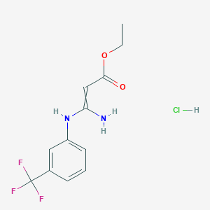 molecular formula C12H14ClF3N2O2 B15527260 (E)-ethyl 3-amino-3-(3-(trifluoromethyl)phenylamino)acrylate hydrochloride 