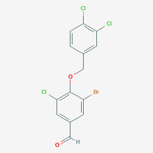 molecular formula C14H8BrCl3O2 B15527264 3-Bromo-5-chloro-4-[(3,4-dichlorobenzyl)oxy]benzaldehyde 