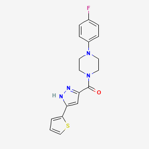 molecular formula C18H17FN4OS B15527316 (4-(4-fluorophenyl)piperazin-1-yl)(5-(thiophen-2-yl)-1H-pyrazol-3-yl)methanone 