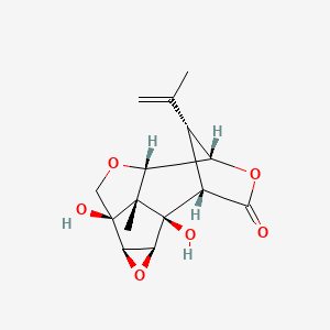 molecular formula C15H18O6 B15527408 (1R,2S,4R,5R,8S,9S,12S,13R,14R)-1,5-dihydroxy-13-methyl-14-prop-1-en-2-yl-3,7,10-trioxapentacyclo[6.4.1.19,12.02,4.05,13]tetradecan-11-one 