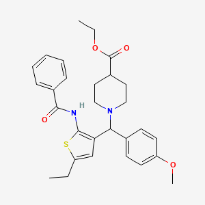 Ethyl 1-((2-benzamido-5-ethylthiophen-3-yl)(4-methoxyphenyl)methyl)piperidine-4-carboxylate