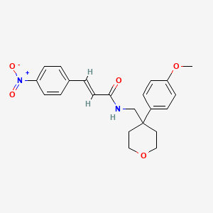 (E)-N-((4-(4-methoxyphenyl)tetrahydro-2H-pyran-4-yl)methyl)-3-(4-nitrophenyl)acrylamide