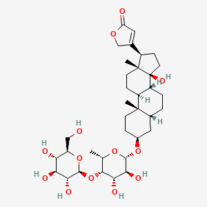 3-[(3S,5R,8R,9S,10S,13R,14S,17R)-3-[(2S,3S,4S,5S,6S)-3,4-dihydroxy-6-methyl-5-[(2S,3R,4S,5S,6R)-3,4,5-trihydroxy-6-(hydroxymethyl)oxan-2-yl]oxyoxan-2-yl]oxy-14-hydroxy-10,13-dimethyl-1,2,3,4,5,6,7,8,9,11,12,15,16,17-tetradecahydrocyclopenta[a]phenanthren-17-yl]-2H-furan-5-one