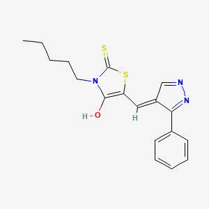 (Z)-3-pentyl-5-((3-phenyl-1H-pyrazol-4-yl)methylene)-2-thioxothiazolidin-4-one