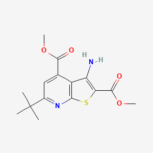 molecular formula C15H18N2O4S B15530950 Dimethyl 3-amino-6-(tert-butyl)thieno[2,3-b]pyridine-2,4-dicarboxylate 