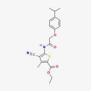 molecular formula C20H22N2O4S B15531149 Ethyl 4-cyano-5-(2-(4-isopropylphenoxy)acetamido)-3-methylthiophene-2-carboxylate 