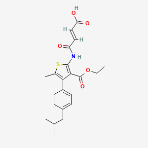 (2E)-4-({3-(ethoxycarbonyl)-5-methyl-4-[4-(2-methylpropyl)phenyl]thiophen-2-yl}amino)-4-oxobut-2-enoic acid