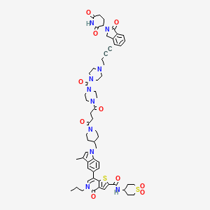 7-[1-[[1-[4-[4-[4-[4-[2-(2,6-dioxopiperidin-3-yl)-1-oxo-3H-isoindol-4-yl]but-3-ynyl]piperazine-1-carbonyl]piperazin-1-yl]-4-oxobutanoyl]piperidin-4-yl]methyl]-3-methylindol-5-yl]-N-(1,1-dioxothian-4-yl)-4-oxo-5-propylthieno[3,2-c]pyridine-2-carboxamide