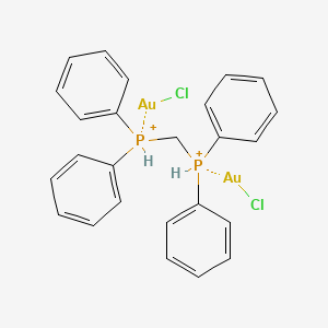 molecular formula C25H24Au2Cl2P2+2 B15531811 Chlorogold;diphenylphosphaniumylmethyl(diphenyl)phosphanium 