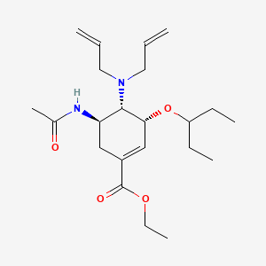 molecular formula C22H36N2O4 B15532992 Ethyl (3R,4S,5R)-5-acetamido-4-(diallylamino)-3-(pentan-3-yloxy)cyclohex-1-ene-1-carboxylate 