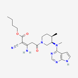 Butyl (E)-3-amino-2-cyano-5-((3R,4R)-4-methyl-3-(methyl(7H-pyrrolo[2,3-d]pyrimidin-4-yl)amino)piperidin-1-yl)-5-oxopent-2-enoate (Tofacitinib Impurity