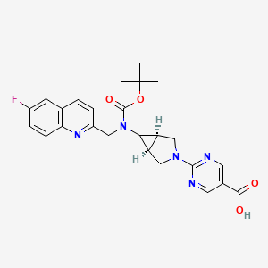 2-((1R,5S,6s)-6-((tert-Butoxycarbonyl)((6-fluoroquinolin-2-yl)methyl)amino)-3-azabicyclo[3.1.0]hexan-3-yl)pyrimidine-5-carboxylic acid