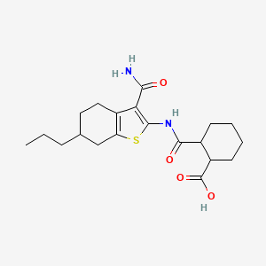 2-[(3-Carbamoyl-6-propyl-4,5,6,7-tetrahydro-1-benzothiophen-2-yl)carbamoyl]cyclohexanecarboxylic acid