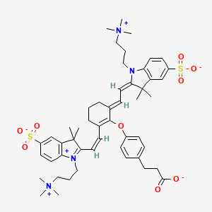 3-[4-[(6E)-2-[(Z)-2-[3,3-dimethyl-5-sulfonato-1-[3-(trimethylazaniumyl)propyl]indol-1-ium-2-yl]ethenyl]-6-[(2E)-2-[3,3-dimethyl-5-sulfonato-1-[3-(trimethylazaniumyl)propyl]indol-2-ylidene]ethylidene]cyclohexen-1-yl]oxyphenyl]propanoate