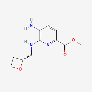 molecular formula C11H15N3O3 B15534317 Methyl (R)-5-amino-6-((oxetan-2-ylmethyl)amino)picolinate 