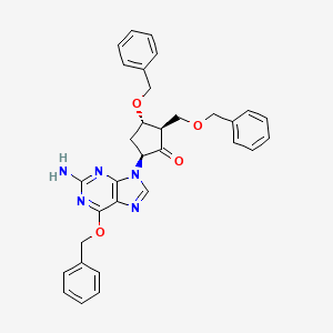 (2R,3S,5S)-5-(2-Amino-6-(benzyloxy)-9H-purin-9-yl)-3-(benzyloxy)-2-((benzyloxy)methyl)cyclopentan-1-one