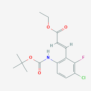 molecular formula C16H19ClFNO4 B15535158 Ethyl (E)-3-(6-((tert-butoxycarbonyl)amino)-3-chloro-2-fluorophenyl)acrylate 