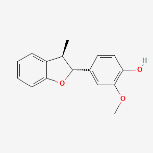 molecular formula C16H16O3 B15535578 rel-2-Methoxy-4-((2R,3R)-3-methyl-2,3-dihydrobenzofuran-2-yl)phenol 