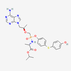 molecular formula C27H33N6O6PS B15535869 Isopropyl (((((R)-1-(6-amino-9H-purin-9-yl)propan-2-yl)oxy)methyl)(4-((4-hydroxyphenyl)thio)phenoxy)phosphoryl)-L-alaninate 