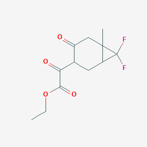 molecular formula C12H14F2O4 B15536441 Ethyl 2-(7,7-difluoro-6-methyl-4-oxobicyclo[4.1.0]heptan-3-yl)-2-oxoacetate 