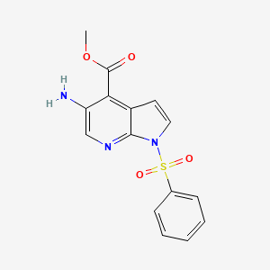 molecular formula C15H13N3O4S B15536702 Methyl 5-amino-1-(phenylsulfonyl)-1H-pyrrolo[2,3-b]pyridine-4-carboxylate 