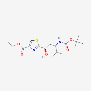 Ethyl 2-((1R,3S)-3-((tert-butoxycarbonyl)amino)-1-hydroxy-4-methylpentyl)thiazole-4-carboxylate