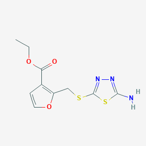 Ethyl 2-(((5-amino-1,3,4-thiadiazol-2-yl)thio)methyl)furan-3-carboxylate