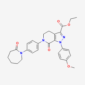 molecular formula C28H30N4O5 B15537341 Ethyl 1-(4-methoxyphenyl)-7-oxo-6-(4-(2-oxoazepan-1-yl)phenyl)-4,5,6,7-tetrahydro-1H-pyrazolo[3,4-c]pyridine-3-carboxylate 