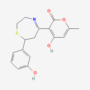 4-hydroxy-3-[7-(3-hydroxyphenyl)-2,3,6,7-tetrahydro-1,4-thiazepin-5-yl]-6-methyl-2H-pyran-2-one