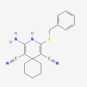 2-Amino-4-(benzylsulfanyl)-3-azaspiro[5.5]undeca-1,4-diene-1,5-dicarbonitrile