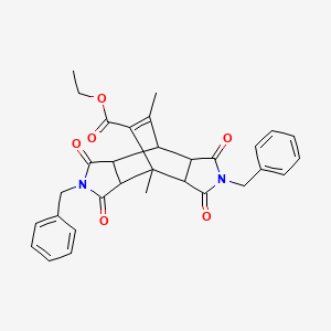 molecular formula C31H30N2O6 B15540104 Ethyl 2,6-dibenzyl-8,10-dimethyl-1,3,5,7-tetraoxododecahydro-4,8-ethenopyrrolo[3,4-f]isoindole-9-carboxylate 