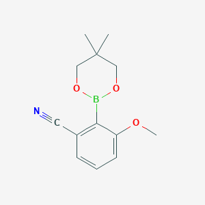 molecular formula C13H16BNO3 B155947 2-(5,5-二甲基-1,3,2-二氧杂硼环己烷-2-基)-3-甲氧基苯甲腈 CAS No. 883898-97-3