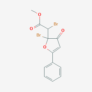 molecular formula C13H10Br2O4 B156608 Methyl 2-bromo-2-(2-bromo-3-oxo-5-phenyl-2-furyl)acetate CAS No. 139266-53-8