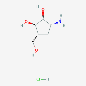 molecular formula C6H14ClNO3 B156763 (1R,2S,3R,5R)-3-氨基-5-(羟甲基)环戊烷-1,2-二醇盐酸盐 CAS No. 79200-57-0