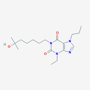 molecular formula C18H30N4O3 B156890 3-Ethyl-1-(6-hydroxy-6-methylheptyl)-7-propylxanthine CAS No. 134072-58-5