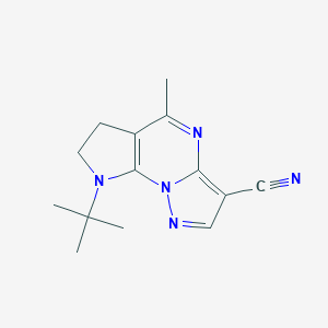 B156906 8-tert-Butyl-6,7-dihydropyrrolo(3,2-e)-5-methylpyrazolo(1,5-a)pyrimidine-3-carbonitrile CAS No. 129909-32-6