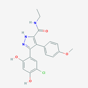 molecular formula C19H18ClN3O4 B157241 5-(5-氯-2,4-二羟基苯基)-N-乙基-4-(4-甲氧基苯基)-1H-吡唑-3-甲酰胺 CAS No. 940289-57-6