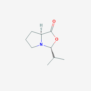 molecular formula C9H15NO2 B157244 (3R,7aS)-3-propan-2-yl-5,6,7,7a-tetrahydro-3H-pyrrolo[1,2-c][1,3]oxazol-1-one CAS No. 125815-84-1