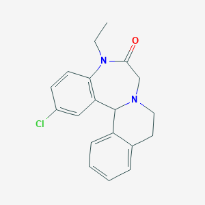 molecular formula C19H19ClN2O B157387 2-Chloro-5-ethyl-7,9,10,14b-tetrahydroisoquinolino[2,1-d][1,4]benzodiazepin-6-one CAS No. 10159-05-4
