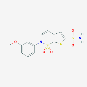 molecular formula C13H12N2O5S3 B157488 2-(3-Methoxyphenyl)-2h-thieno-[3,2-e]-1,2-thiazine-6-sulfinamide-1,1-dioxide CAS No. 10212-03-0