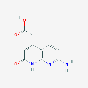 molecular formula C10H9N3O3 B157510 (7-Amino-2-hydroxy[1,8]naphthyridin-4-yl)acetic acid CAS No. 1931-45-9