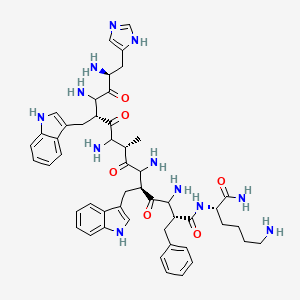 molecular formula C50H64N12O6 B1575518 (S)-6-Amino-2-((2R,5S,8S,11R,14S)-5,11-bis((1H-indol-3-yl)methyl)-14-amino-2-benzyl-15-(1H-imidazol-5-yl)-8-methyl-4,7,10,13-tetraoxo-3,6,9,12-tetraazapentadecanamido)hexanamide 