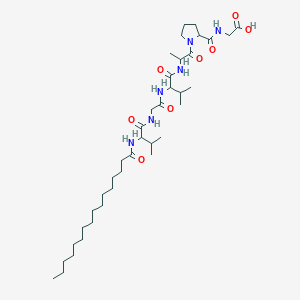 molecular formula C53H84N16O21 B1575530 脂肽；棕榈酰-缬氨酸-甘氨酸-缬氨酸-丙氨酸-脯氨酸-甘氨酸-OH 