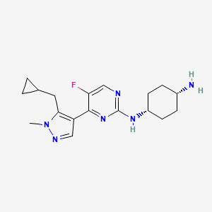 [4-[[4-[5-(Cyclopropylmethyl)-1-methyl-pyrazol-4-yl]-5-fluoranyl-pyrimidin-2-yl]amino]cyclohexyl]azanium