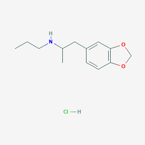 molecular formula C13H20ClNO2 B157953 1,3-苯并二氧杂环-5-乙胺，α-甲基-N-丙基-，盐酸盐 CAS No. 74341-77-8