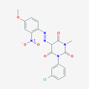 molecular formula C18H14ClN5O6 B157958 1-(3-Chlorophenyl)-5-[(4-methoxy-2-nitrophenyl)azo]-3-methylbarbituric acid CAS No. 1833-72-3